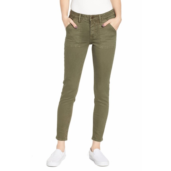 Vigoss Coated Denim Skinny Jeans Dark Olive